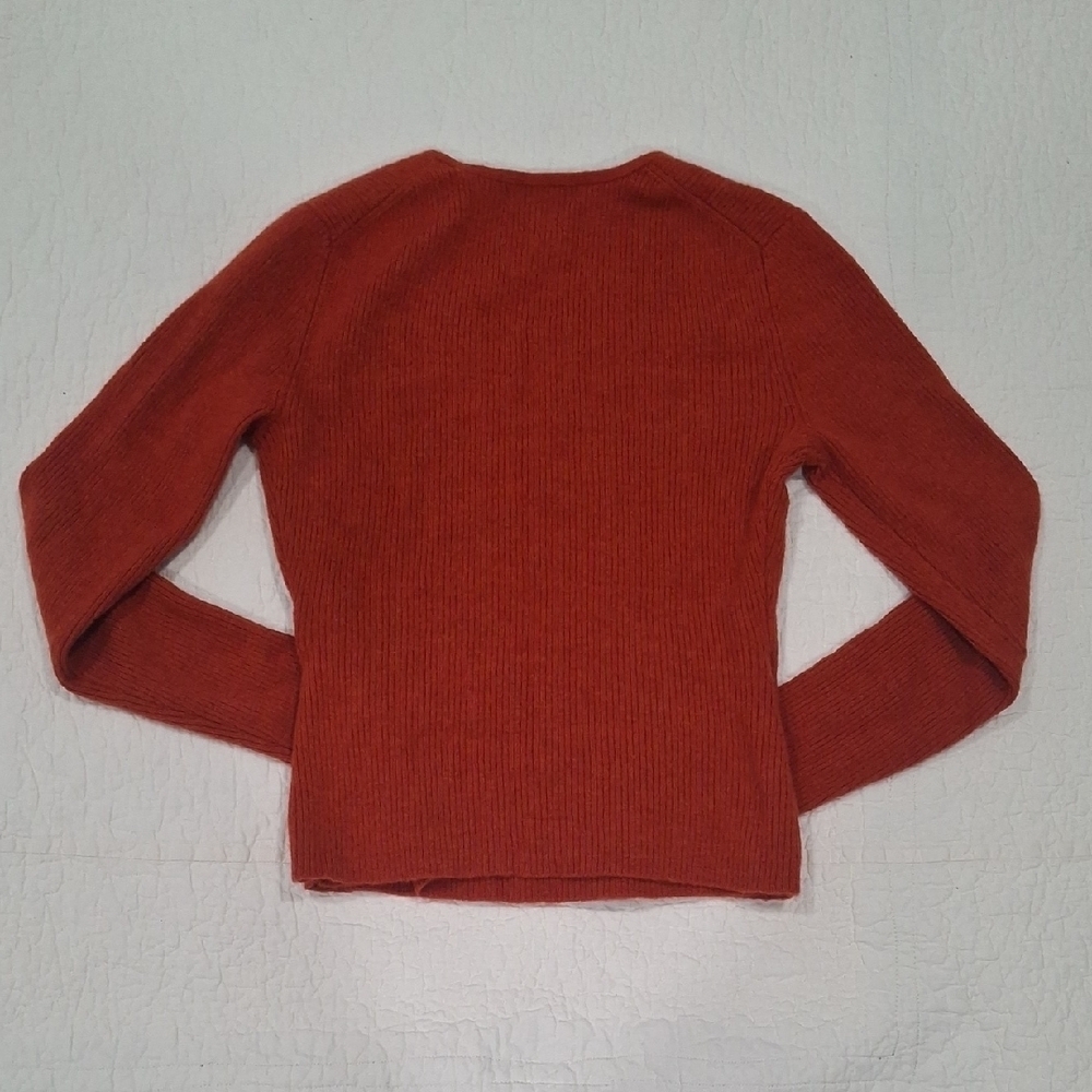 Sarah Spencer Women's V-Neck Sweater in Rust Size S 100% Merino Wool - Picture 8 of 8